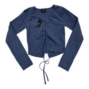 Bebe Long Sleeve Knit Tie Front Cropped Sweater Top NWT - Size Small